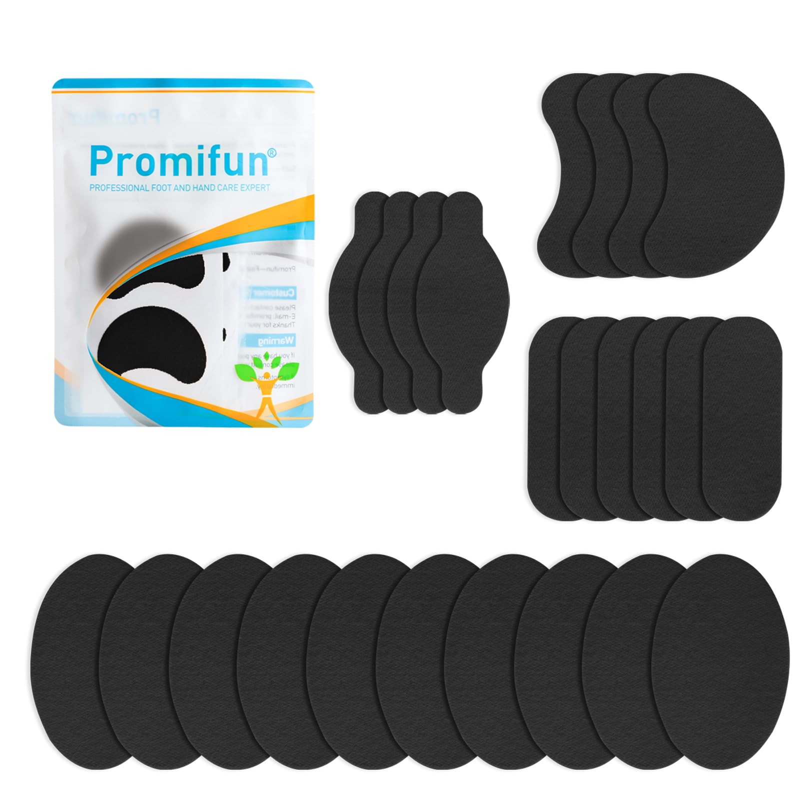 Promifun Moleskin Strips with Adhesive Blister Prevention Pads,Black 24 Pcs
