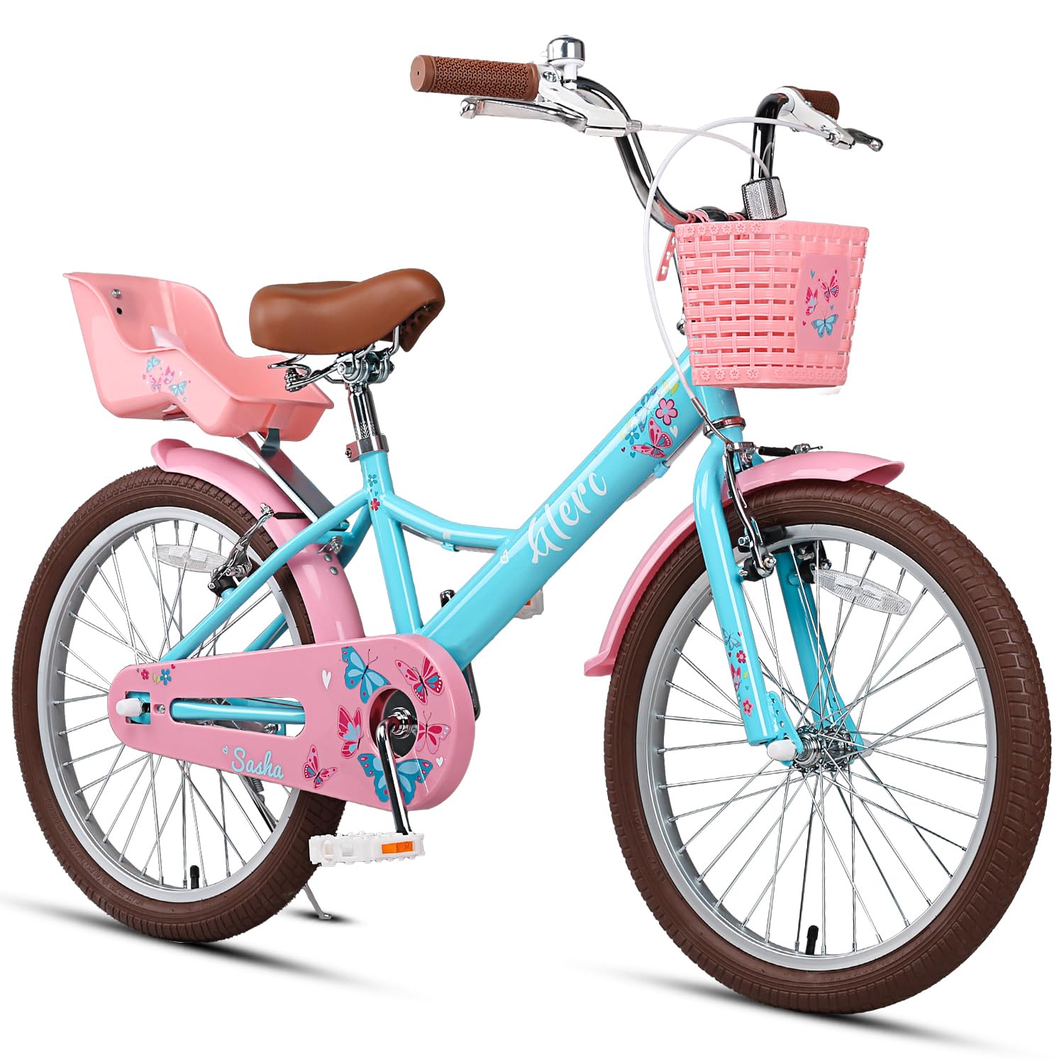 Glerc Sasha 12 14 16 20 Pouces Enfants vélo pour Filles âges 2-13 Ans Enfants vélo avec poupée siège vélo & Panier & stabilisateurs, Plusieurs Couleurs