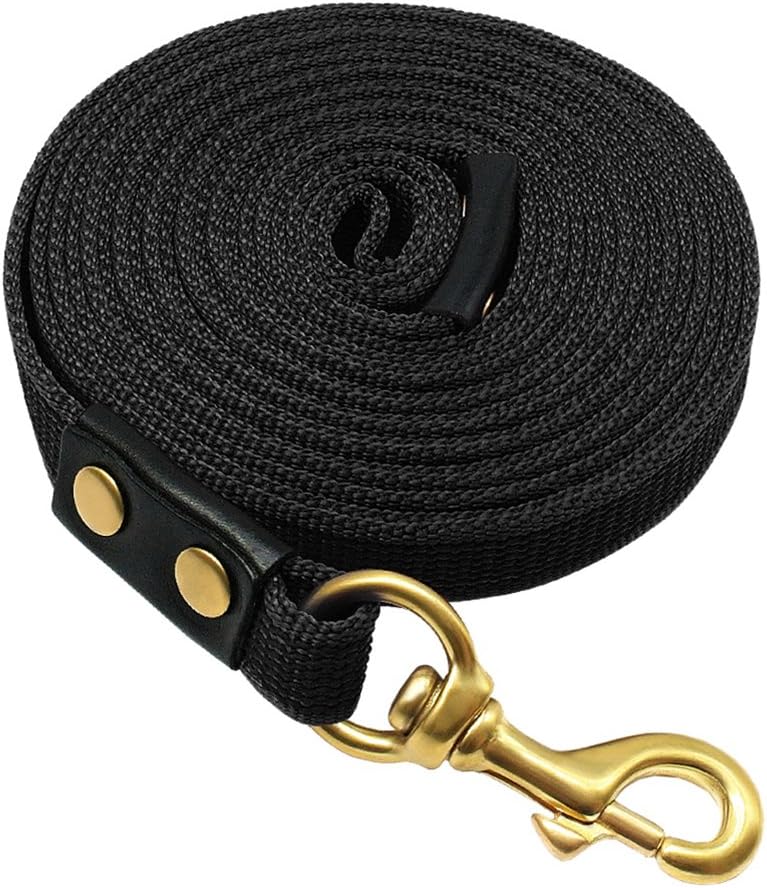 Dog Leash Long Nylon Dogs Tracking Leash Lead Rope for Medium Large Pet Training Walking K9 Recall 6ft to 16ft Non-Slip Black 5m