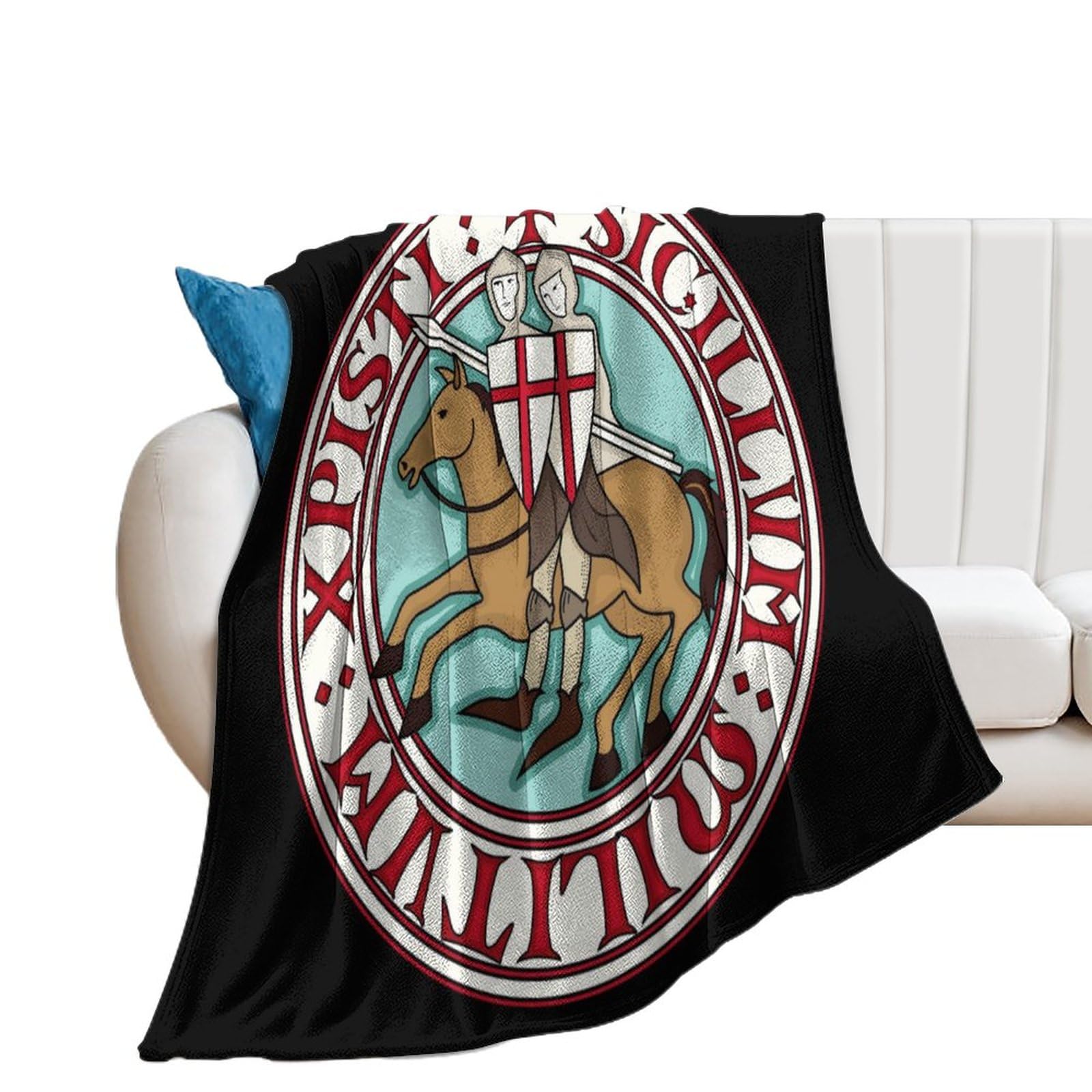 NIBABA Two Templars Knight Crusader Viking Blanket Fuzzy Throws, Soft Blankets for Men Women Boys Girls, Cozy Plush Comfy Microfiber Throw Blanket for Couch Sofa Bed 60x80inches (150x200cm)