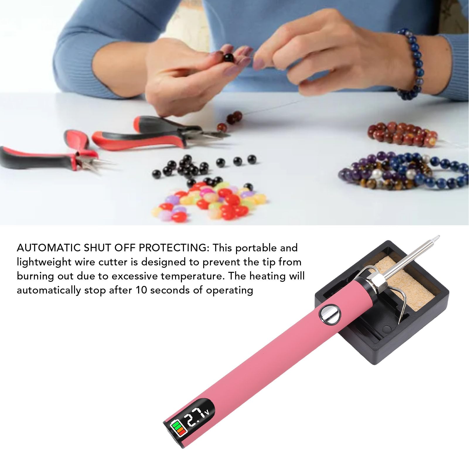 YUEHISY Brûleur de Fil Numérique LCD, Stylo à Fil sans Rechargeable par USB, Arrêt Automatique, 3 Réglages de Température pour le Tissage, la Sculpture sur Cire, la Couture et le (PINK)