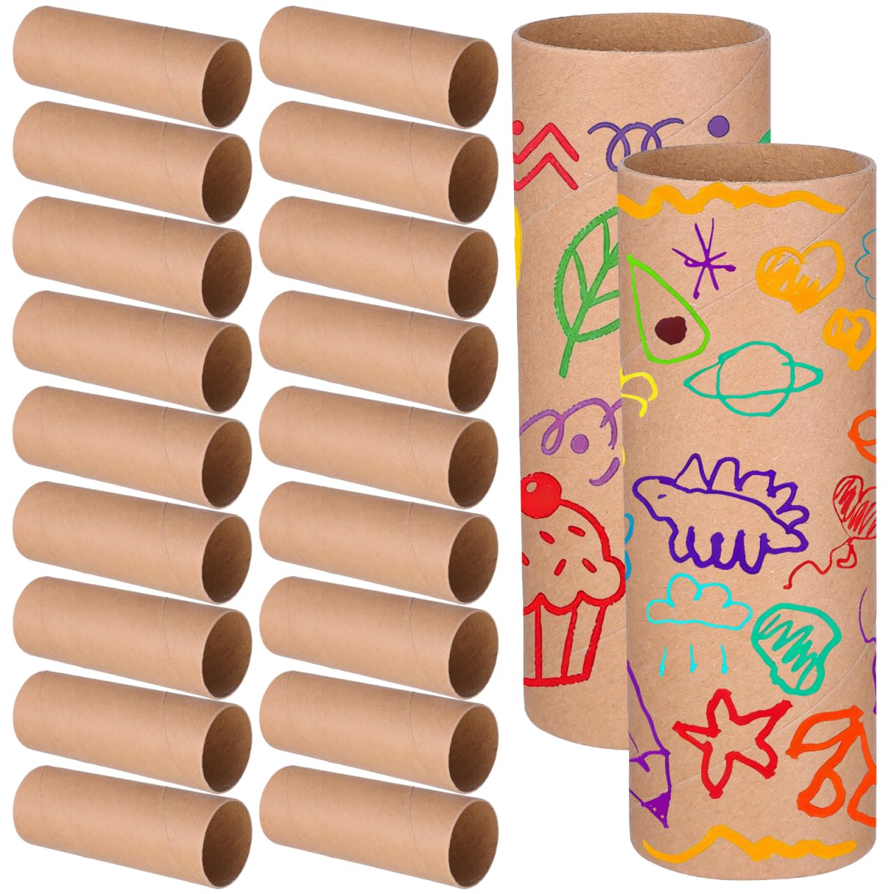 NUOBESTY 20pcs Cardboard Tubes for Crafts Paper Tubes Paintable Kraft Paper Roll 4.33x1.57 - for School DIY Craft & Art Projects