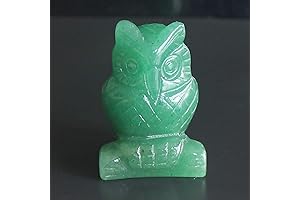 1.5'' Hand Carved Mixed Gemstone Crystal Owl Figurine Animal Carving (Green Aventurine)