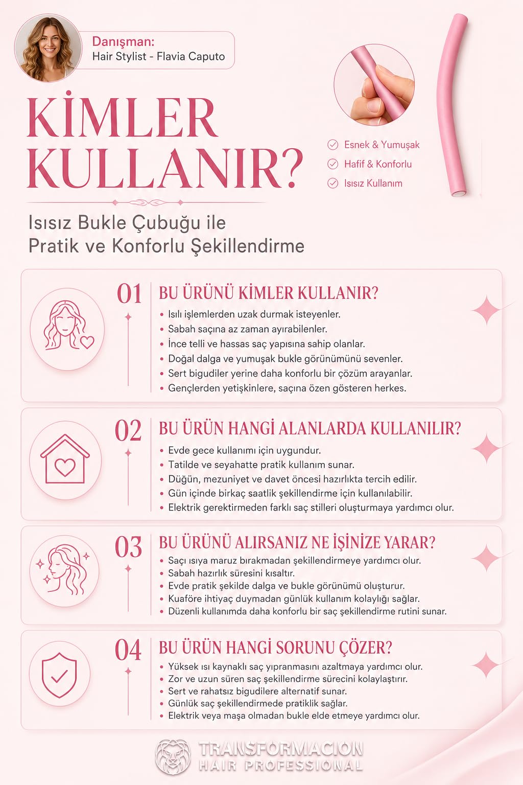 Transformacion 20'li Mega Set Sosis Bigudi 17mm | Kalın ve Dolgun Su Dalgası için Isısız Esnek Saç Şekillendirici 721915