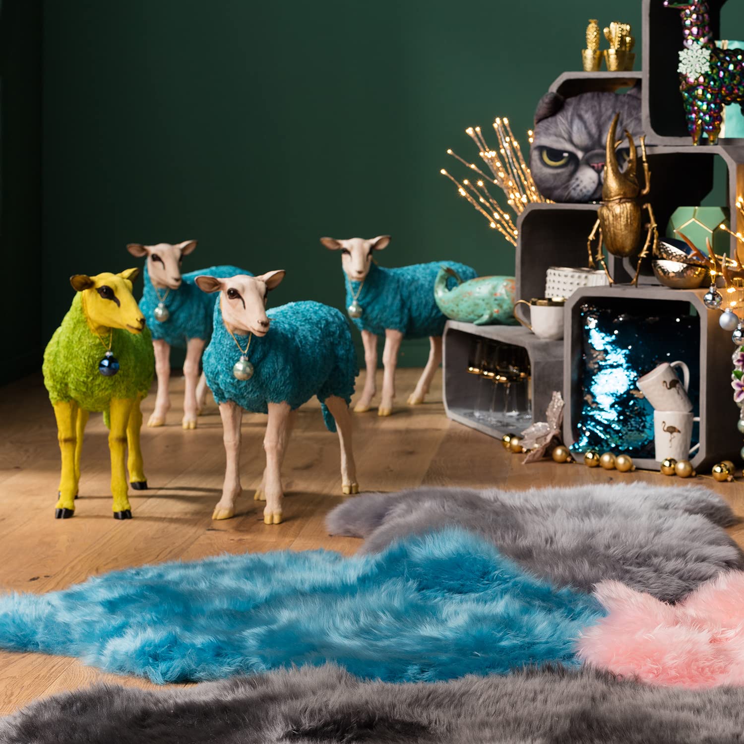 Amazon.com: Kare Design Deco Figurine Sheep, Green/Yellow