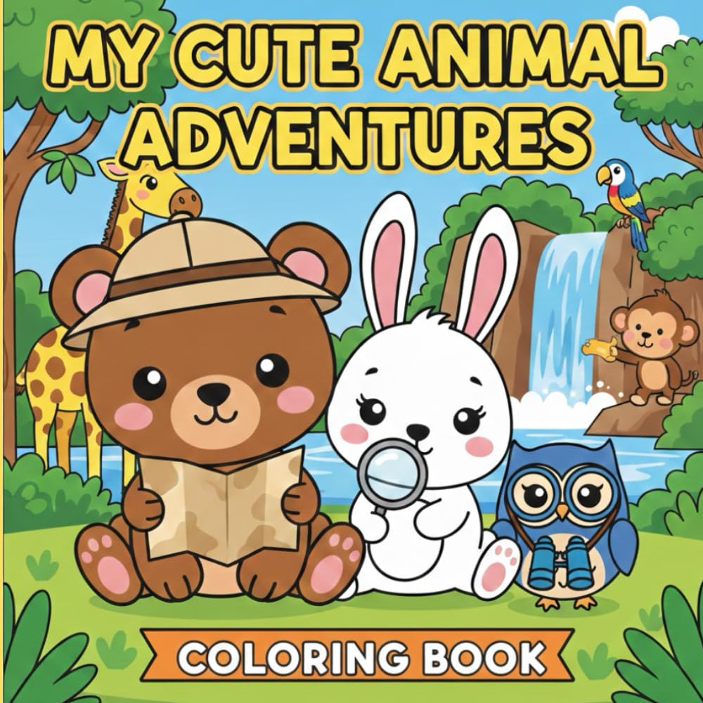 My Cute Animal Adventures: Coloring Book for Adults and Teens: Relaxing and Adorable Animals in Cozy, Whimsical Environments