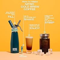 Vista 6 de Cafetera Nitro de 1 litro, cafetera de aluminio Nitro Cold Brew con boquilla especial de difusor de nitro y cafetera fría con tarro Mason
