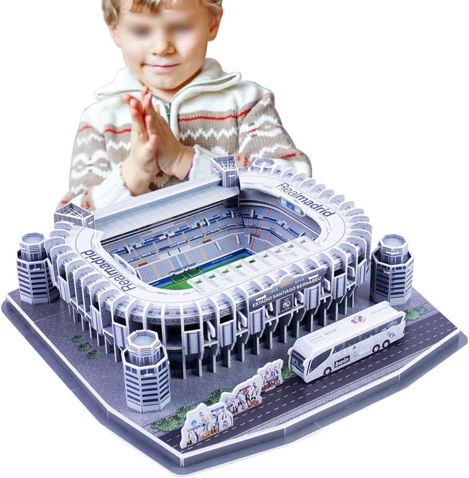 3D Stadium Puzzles, Estadio Santiago Bernabéu (Spain) Stadium Puzzle, DIY Football Field Model for Adults Kid Bedroom Office Decoration