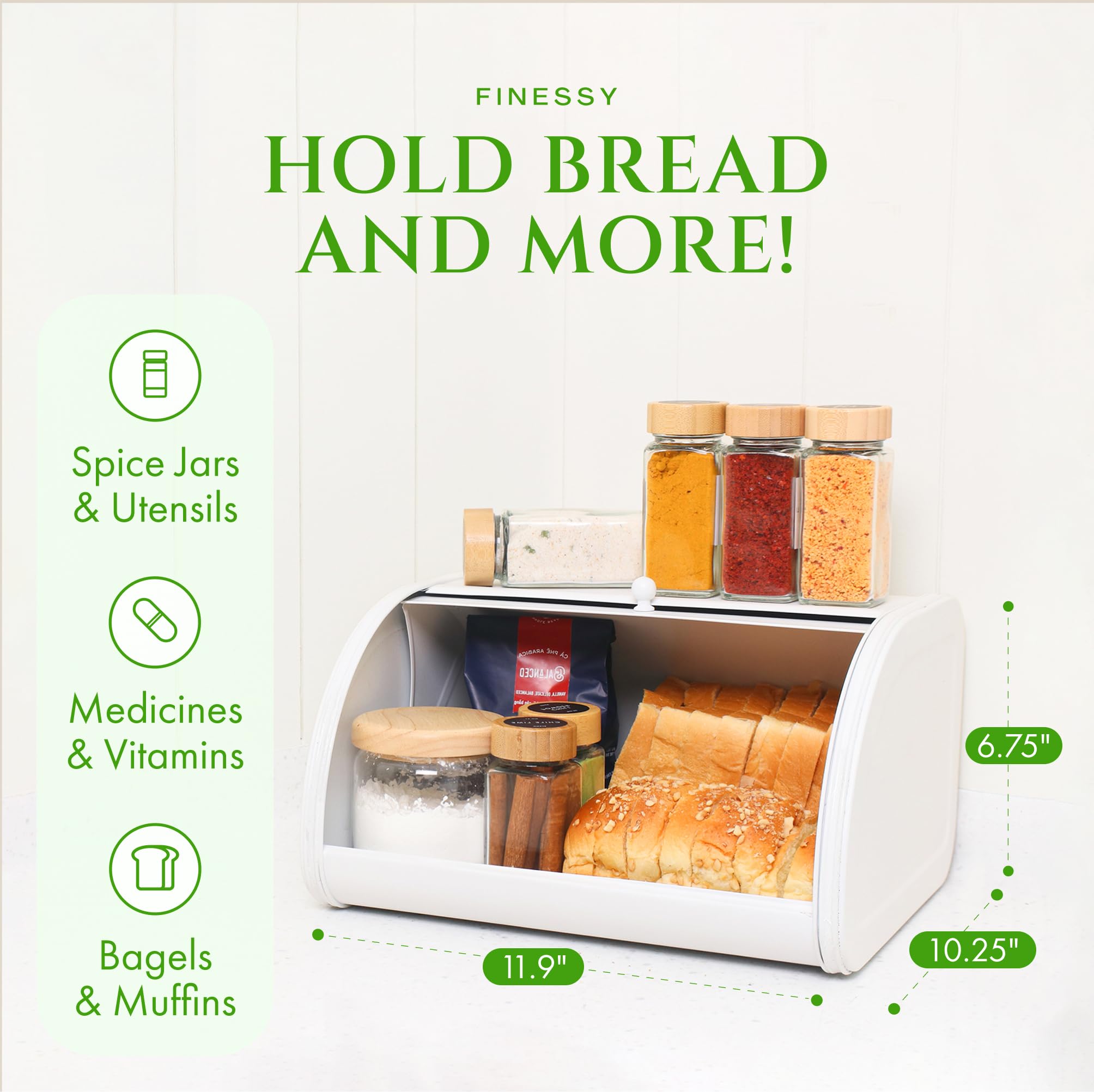 Amazon.com: Modern Metal White Bread Box for Kitchen Countertop