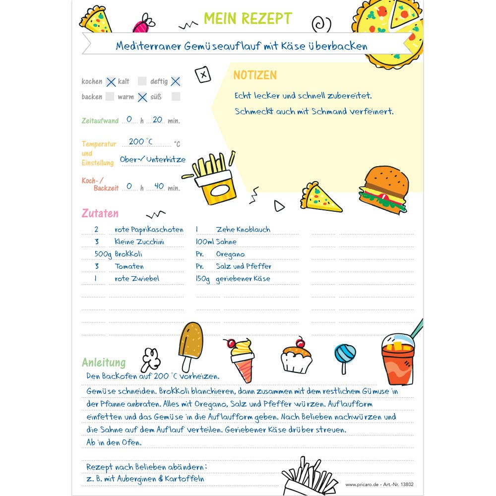 Carpeta De Recetas PRICARO A4 – Diseño Bake, Para Organizar Tus Mejores Platos