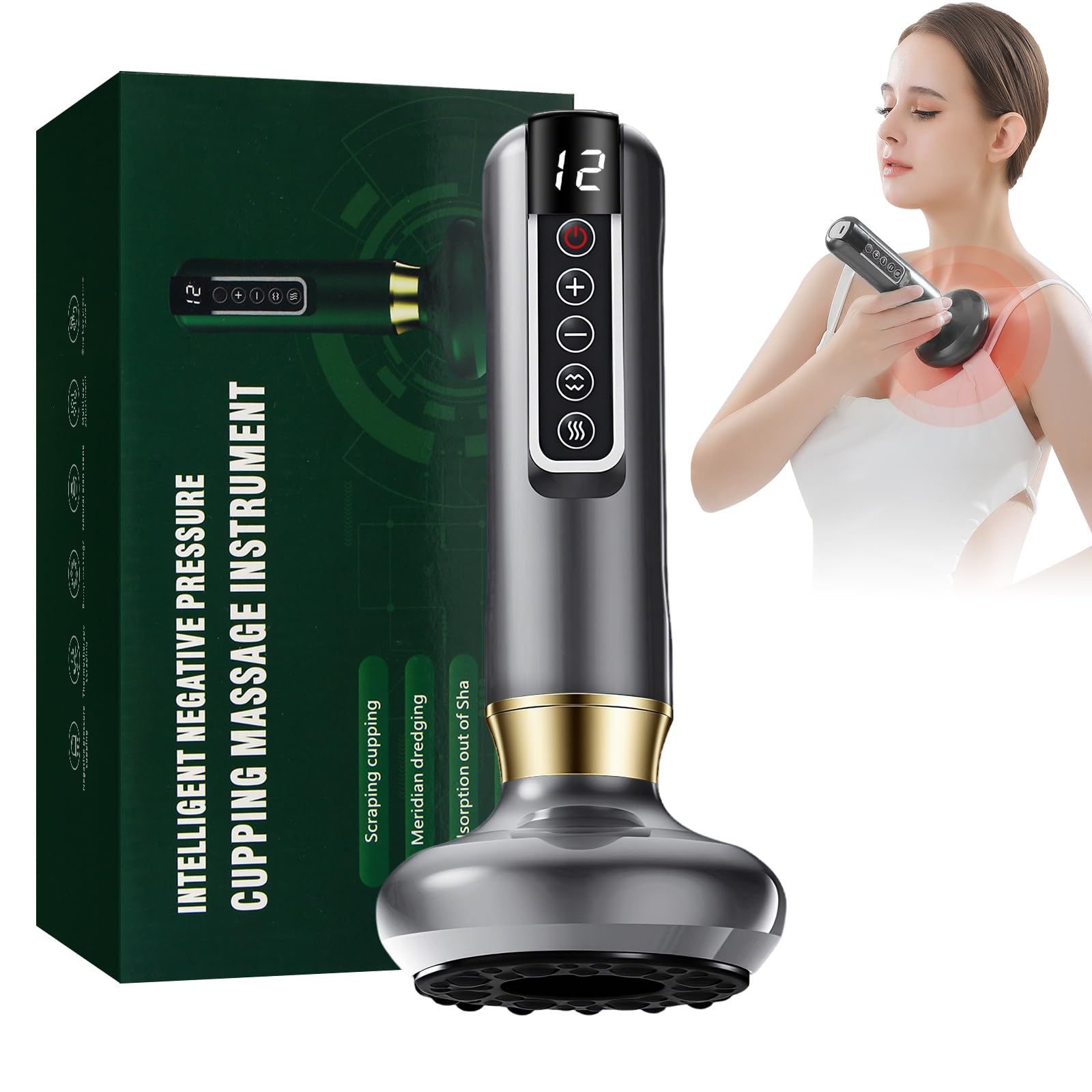 Raschietto elettrico, raschietto massaggiatore elettrico, apparecchiatura Gua Sha per uso domestico, massaggio corpo intero, Gua Sha, Coppettazione (grigio)