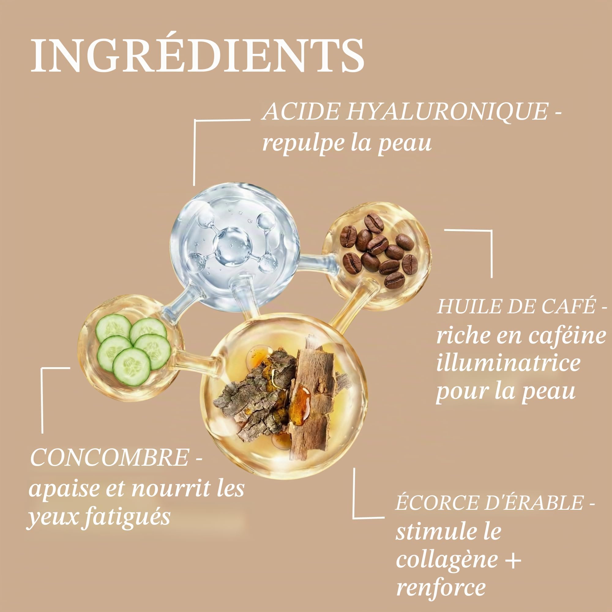 Crème pour les yeux à l’extrait de café UPCIRCLE pour les cernes, les poches et les rides, naturelle, végétalienne + sans cruauté ...