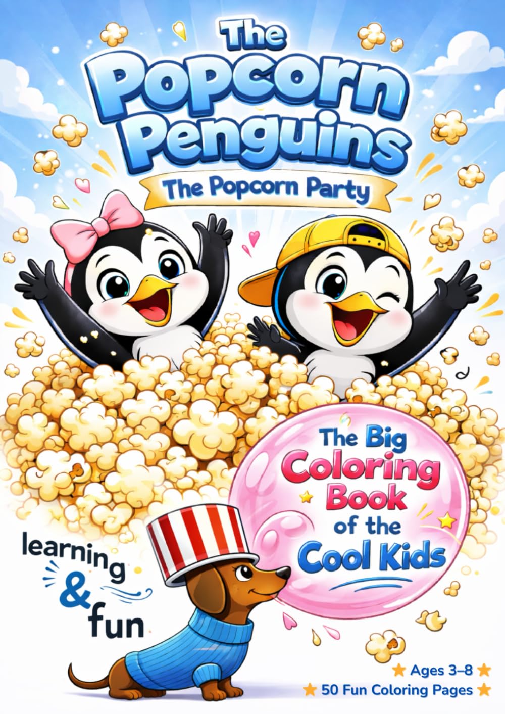 The Popcorn Penguins - The Popcorn Party: A Cute Coloring Book for Kids Ages 3–8 with Penguins, Popcorn, and Party Fun | 50 Fun and Easy Coloring ... (The Popcorn Penguins Coloring Book Series)