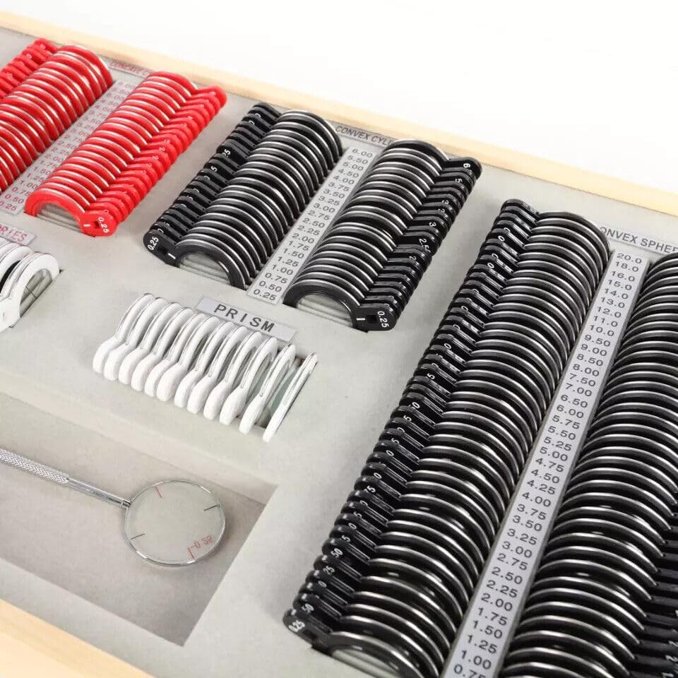 Miniatura 3 de Juego de lentes de prueba de 266 piezas, optometría de borde de plástico, caja de aluminio para instrumento óptico