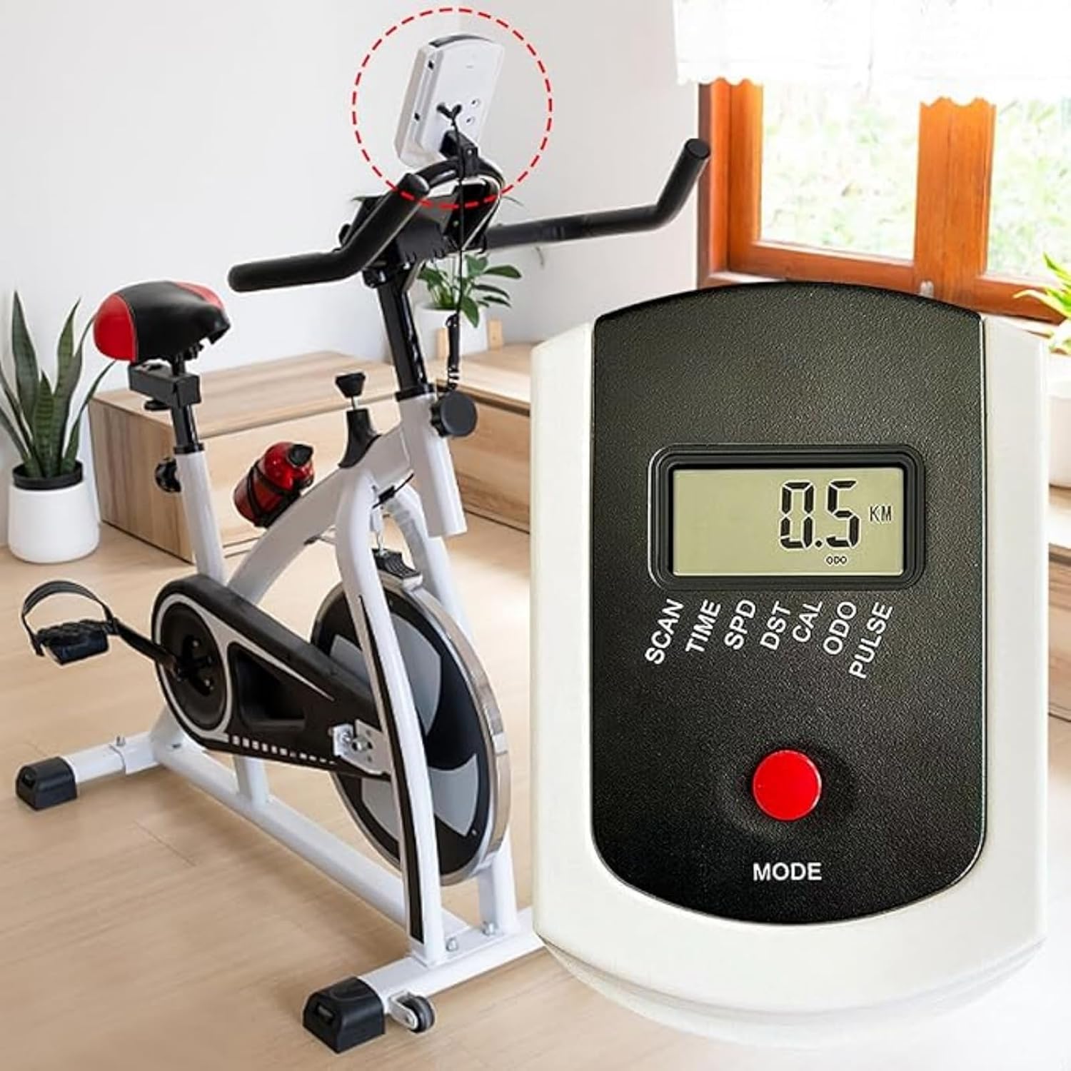 LCD Bike Computer for Indoor Exercise Bikes – Speedometer with Time, Speed, Distance, Calories & Odometer Display – Easy-Install Fitness Monitor for Home Gym Cycling Equipment