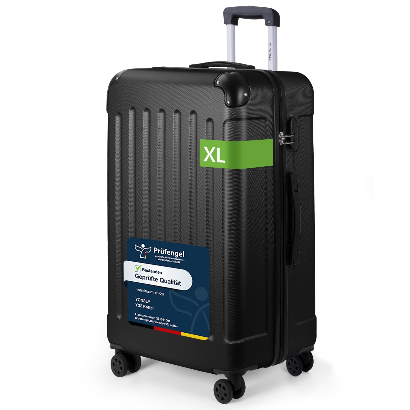 YONSLY Trolley Koffer Set, Reisekoffer, Rollkoffer Handgepäck, Kabinkoffer Suitcase, Gepäckset mit 360° Rollen, Hartschalenreisekoffer, Zahlenschloss, Gummigriff