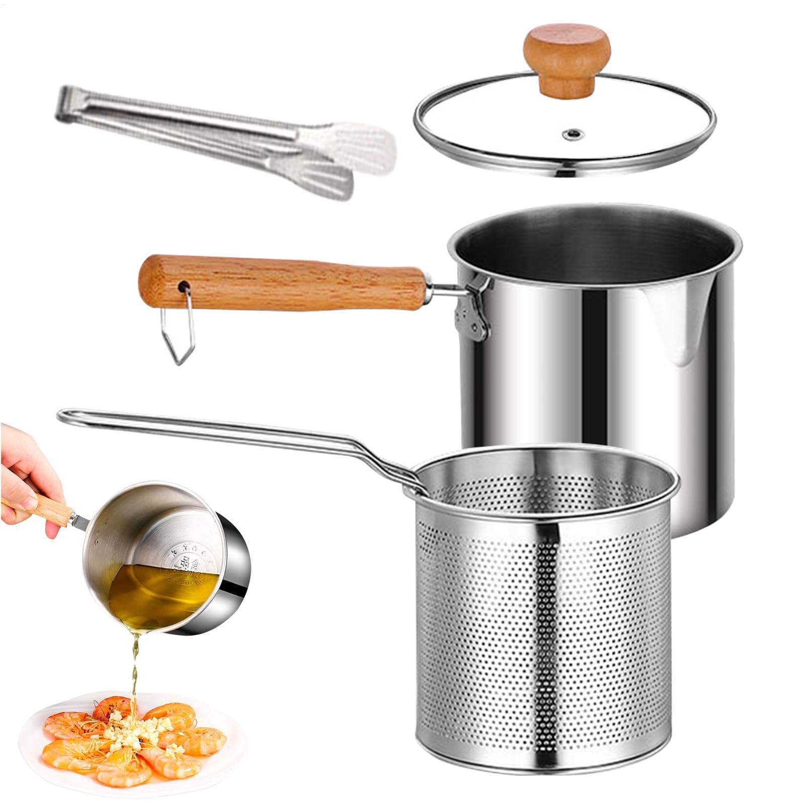 Stainless Steel Oil Filter Vaso, 2 in 1 Oil Strainer Fryer, Ampia Capacity Oil Vaso, Filtro Grease Contenitore, Kitchen Oil Filter Vaso, Stainless Oil Strainer, Filter per Frying and Cooking