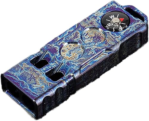 Miniatura 7 de WANERSEN Silbato de supervivencia de emergencia 2 en 1 de titanio con brújula silbato de seguridad fuerte de hasta 120 decibelios para entrenamiento