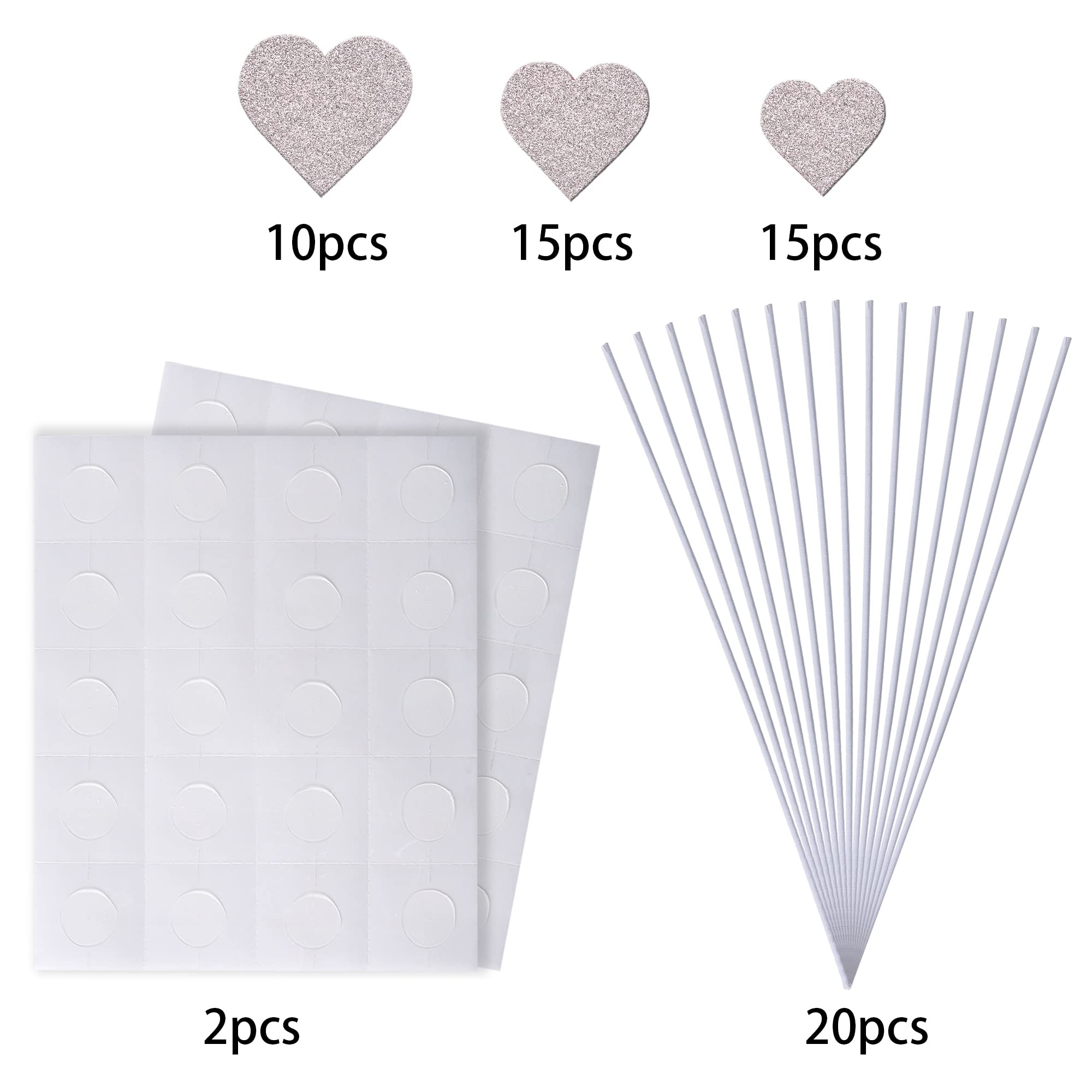 Xsstarmi 40 Pack Love Heart Cupcake Toppers Glitter Valentine Heart Cupcake Picks Wedding Engagement Cake Decorations for Valentine's Day Theme Bridal Shower Party Supplies Silver - Image 3