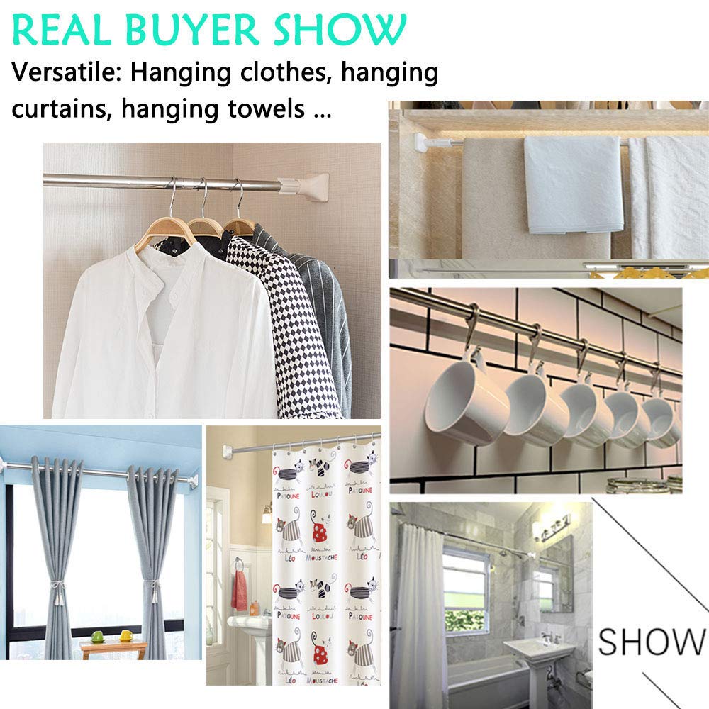 No Dril Extendable Telescopic Shower Curtain Tension Rod Stainless Steel Aluminium Telescopic