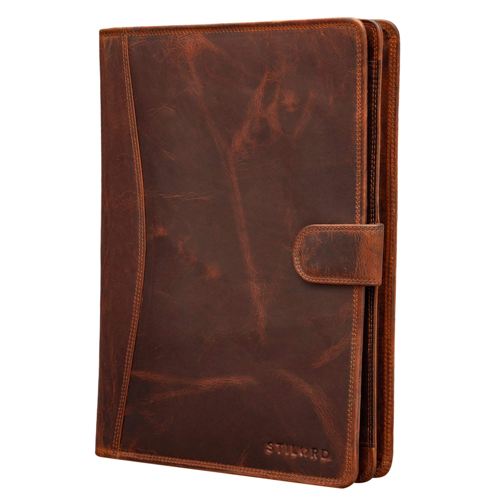 STILORD "Cohen" Cartella Portadocumenti A4 Piccola in Pelle Vintage Porta Blocco Custodia Tablet da 12,2 Pollici Cartellina Vintage Colore:kara - cognac