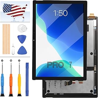 for Microsoft Surface Pro 7 Screen Replacement 1866 12.3inch for Surface Pro 7 1866 2019 C02XR7Y9JG5H LCD Display Touch Screen Digitizer Full Assembly Repair Parts Kit (Black)