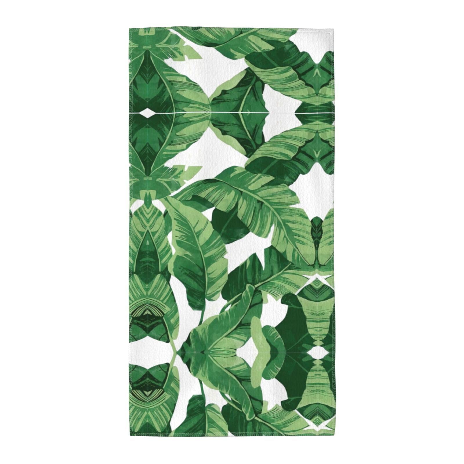 DIEzig Cute Green Palm Leaves Fashion Printed Long Bath Towel For Pool Side Seaside Holiday