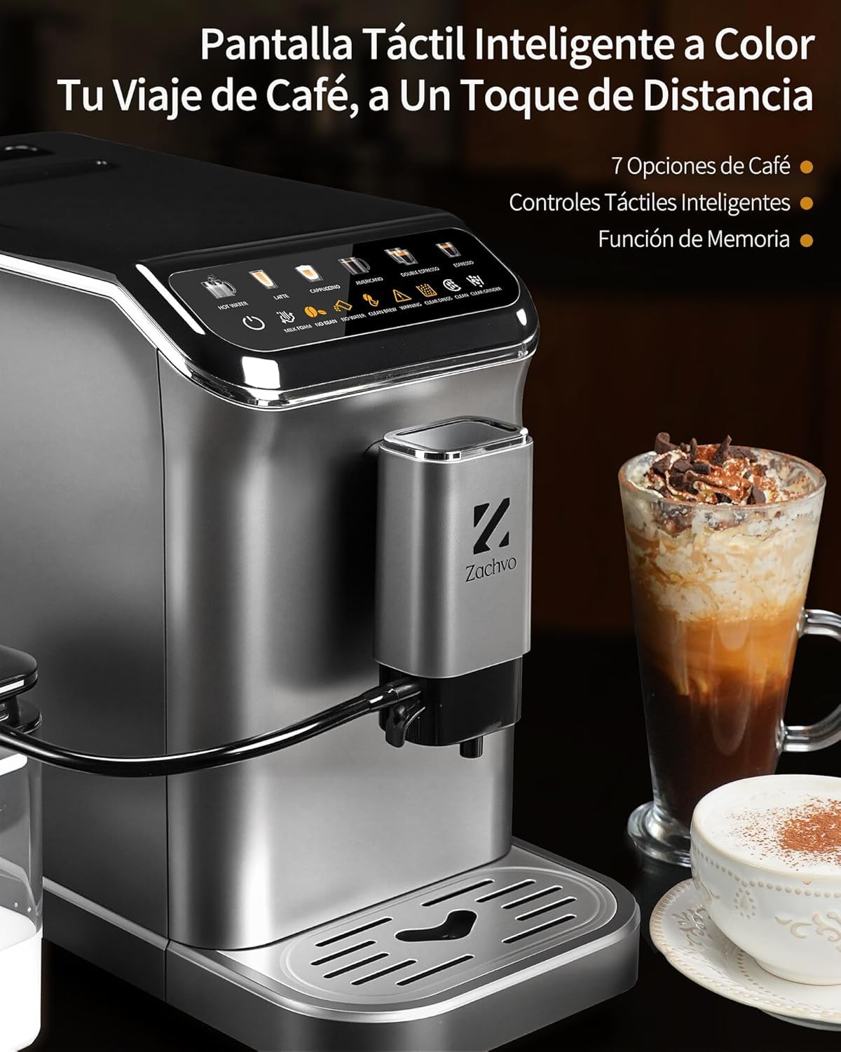 Macchina Caffè Automatica per Grani – Espresso Autentico, Sistema Latte per Colazione, 15 Livelli Macinatura, Doppia Caldaia, Pulizia Facile