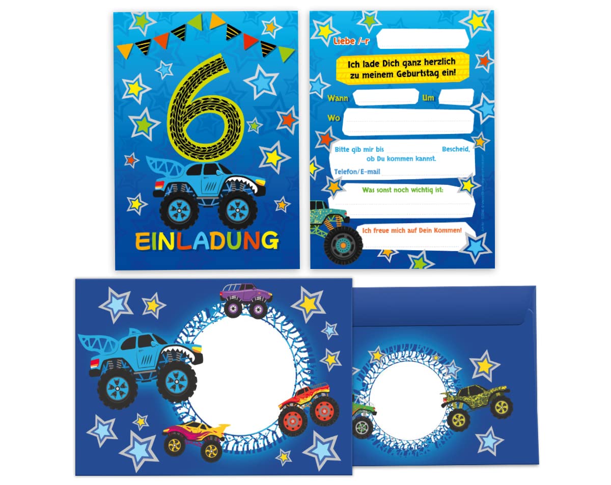 Set 12 Biglietti D'Invito Con Buste Per 6° Compleanno Bambini - A6, Con Vernice UV E Campi Prestampati, Fatti In Germania - 3