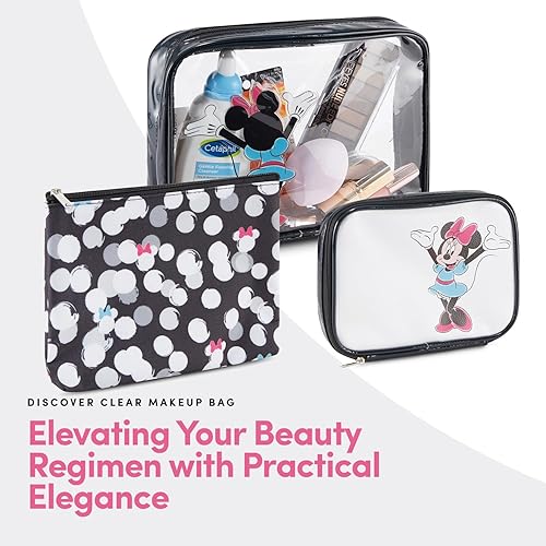 Miniatura 2 de Mickey Mouse - Juego de estuche de cosméticos  Juego de 3 piezas con licencia oficial de Mickey y Minnie Mouse de viaje para niñas, niños,