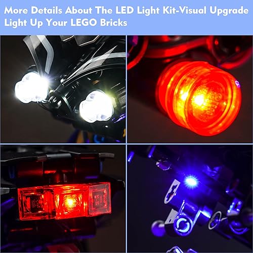 Miniatura 4 de LocoLee Kit de luces LED para Lego Yamaha MT-10 SP 42159, 2023, juego de iluminación creativa, accesorios compatibles con Lego 42159 (solo luces,