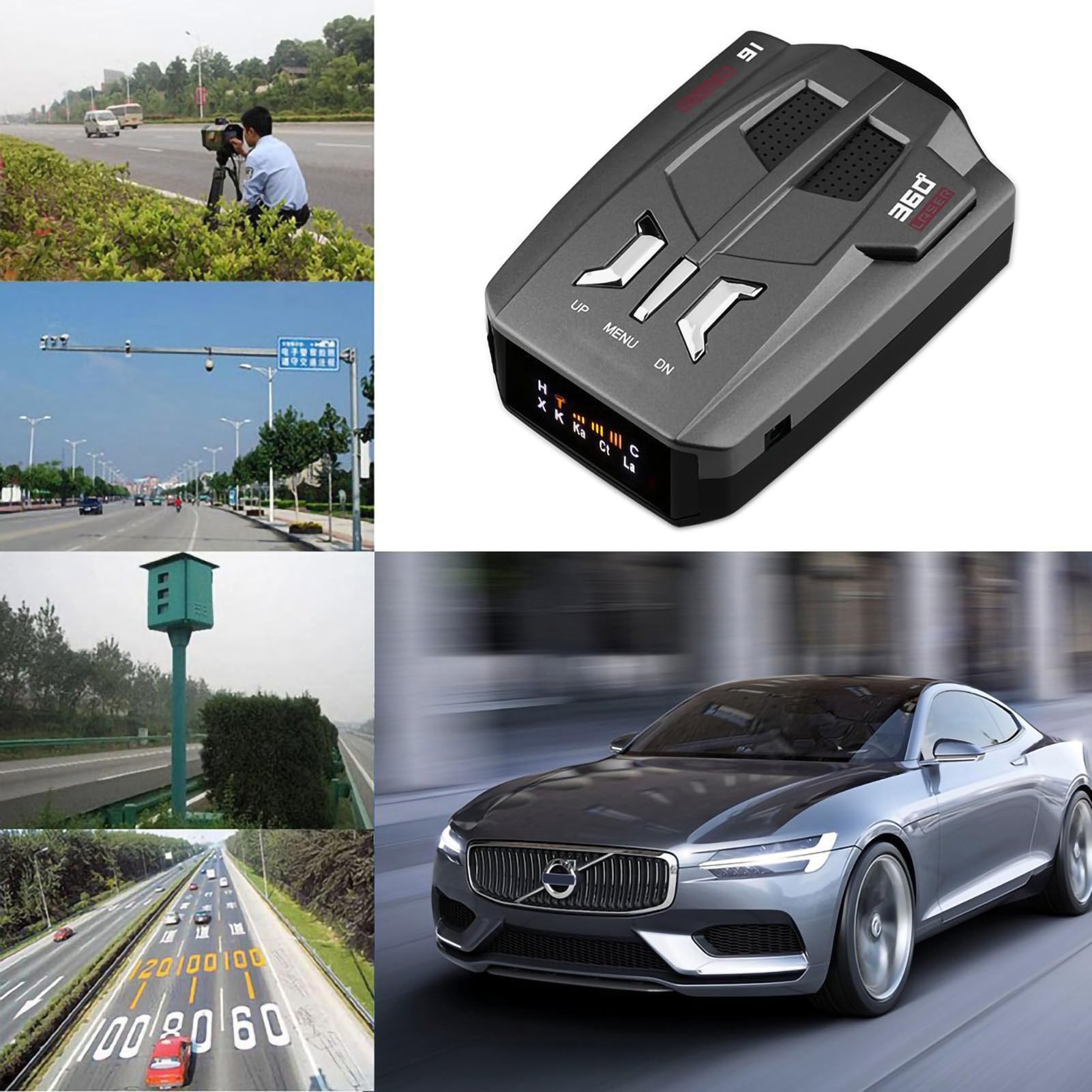 Cocoarm Detector de para Automóvil, Material ABS, Detección de 360 ​​​​Grados, Indicaciones de Voz de Velocidad para una Conducción Segura, Ideal para Todos los Conductores
