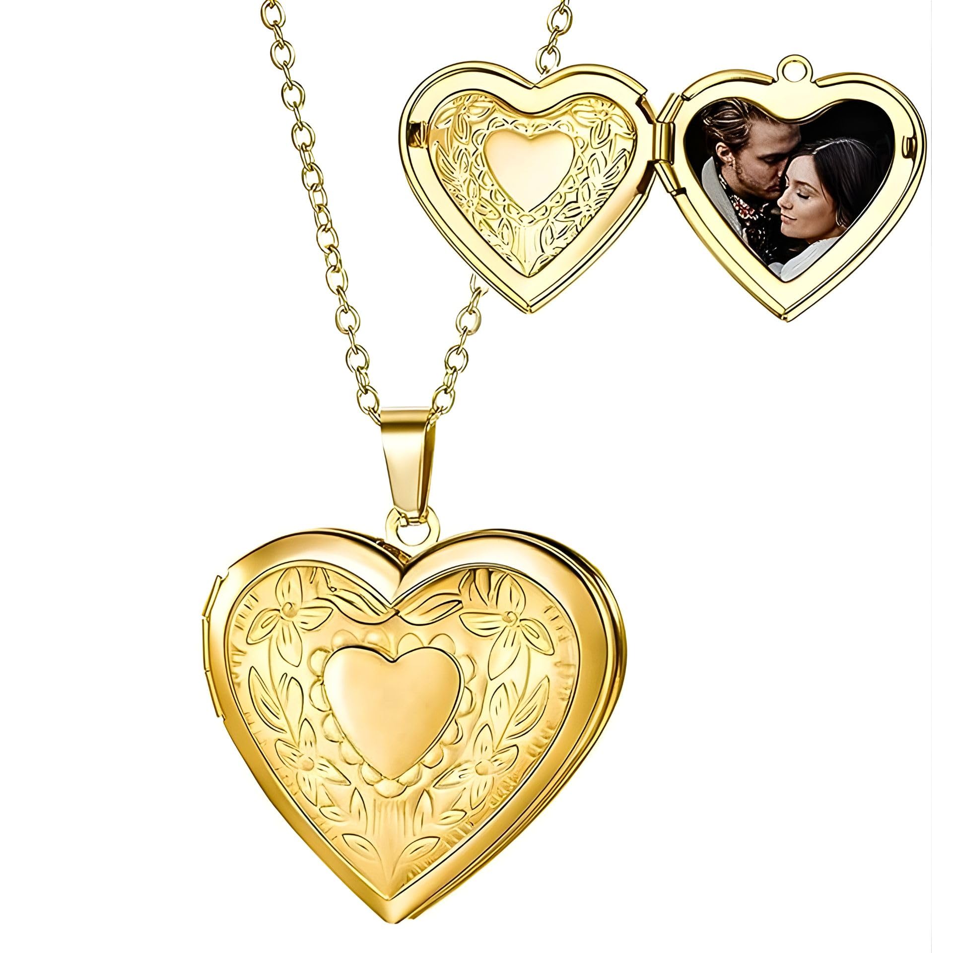 Stainless Steel Heart Vintage Photo Locket Pendant For Men And Women (NK0817)