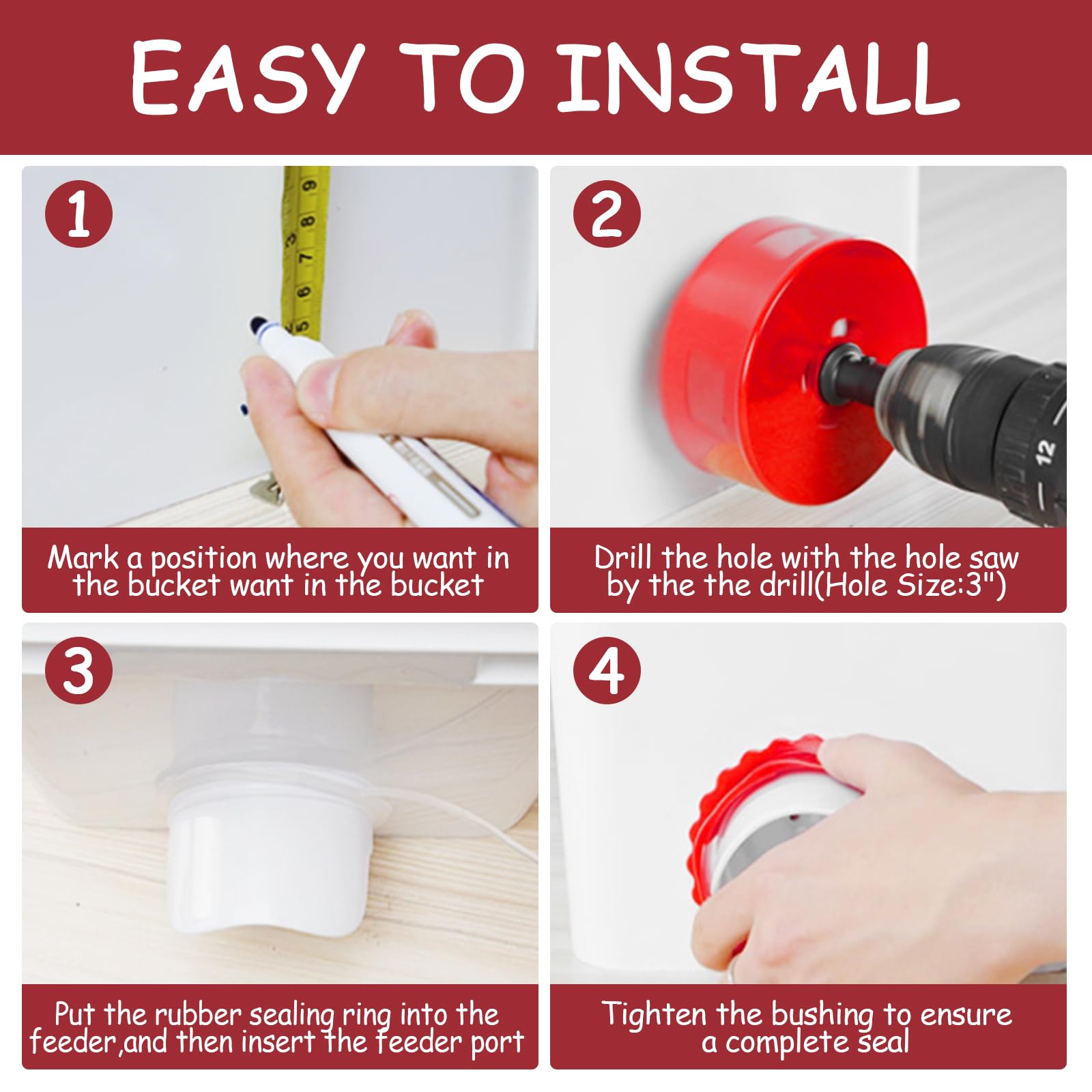 6 Unidades, Dispensador Automático De Comida Para Gallinas, Comedero DIY Sin Desperdicio, Accesorio Automático Para Cubos, Cajas, Barriles, A Prueba De Ratas, Impermeable (Rosa)