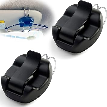 2 Pack Sunglasses Clip for Car Visor, Sunglass Visor Clips for Cars with One Handed Easy Operation, Car Sunglasses Holder for Car Air VentBlack