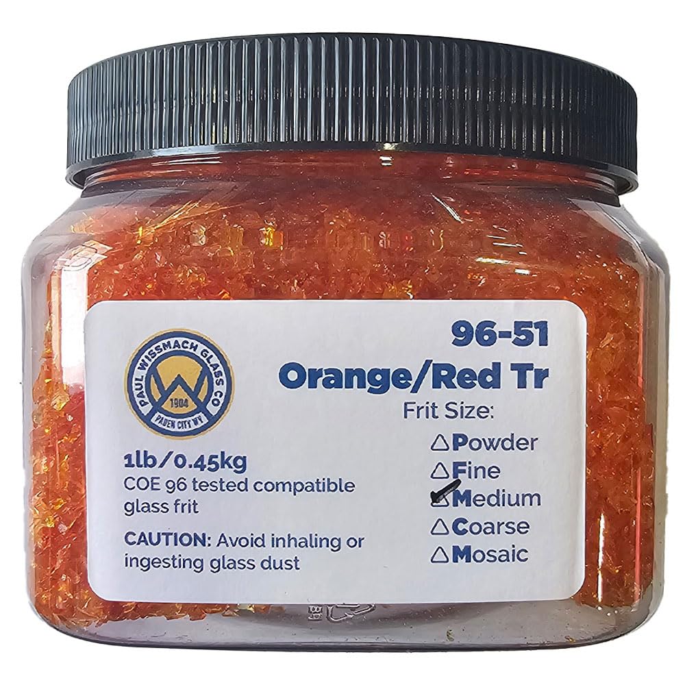 Wissmach Glass Frit Medium Orange/Red Trans. 96-51 1Lb. - 96 COE - Glass Fusing