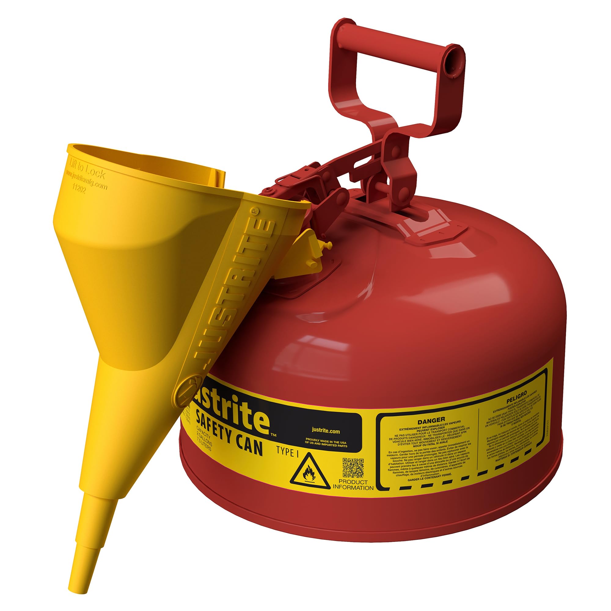 Justrite Type I Gasoline Safety Can, Red Galvanized Steel, Made in the USA — Amazon image 11