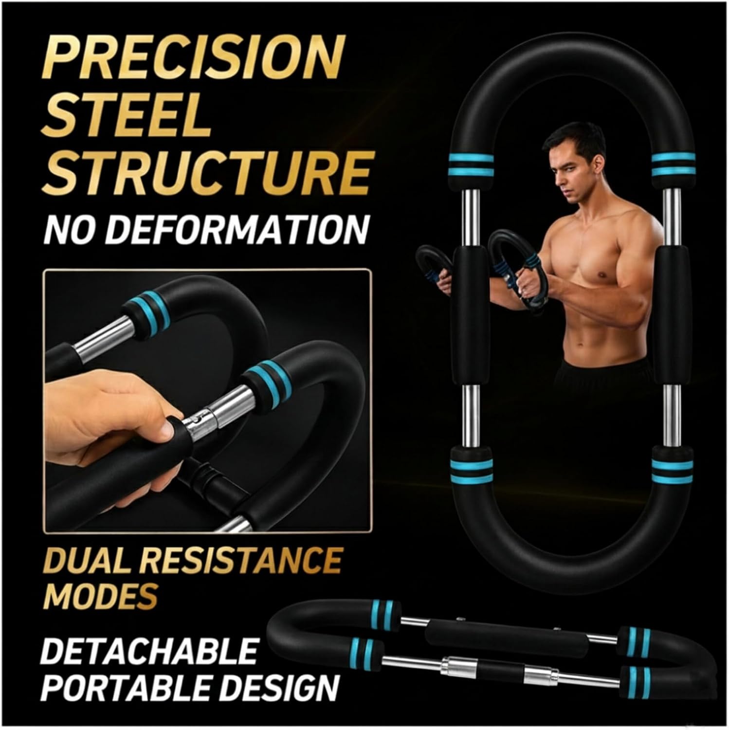 Adjustable Twister Arm Trainer, 40–100 lbs Resistance Arm Exerciser for Men & Women – Chest, Biceps, Triceps & Shoulder Workout Bar – Heavy-Duty Steel Spring Power Trainer