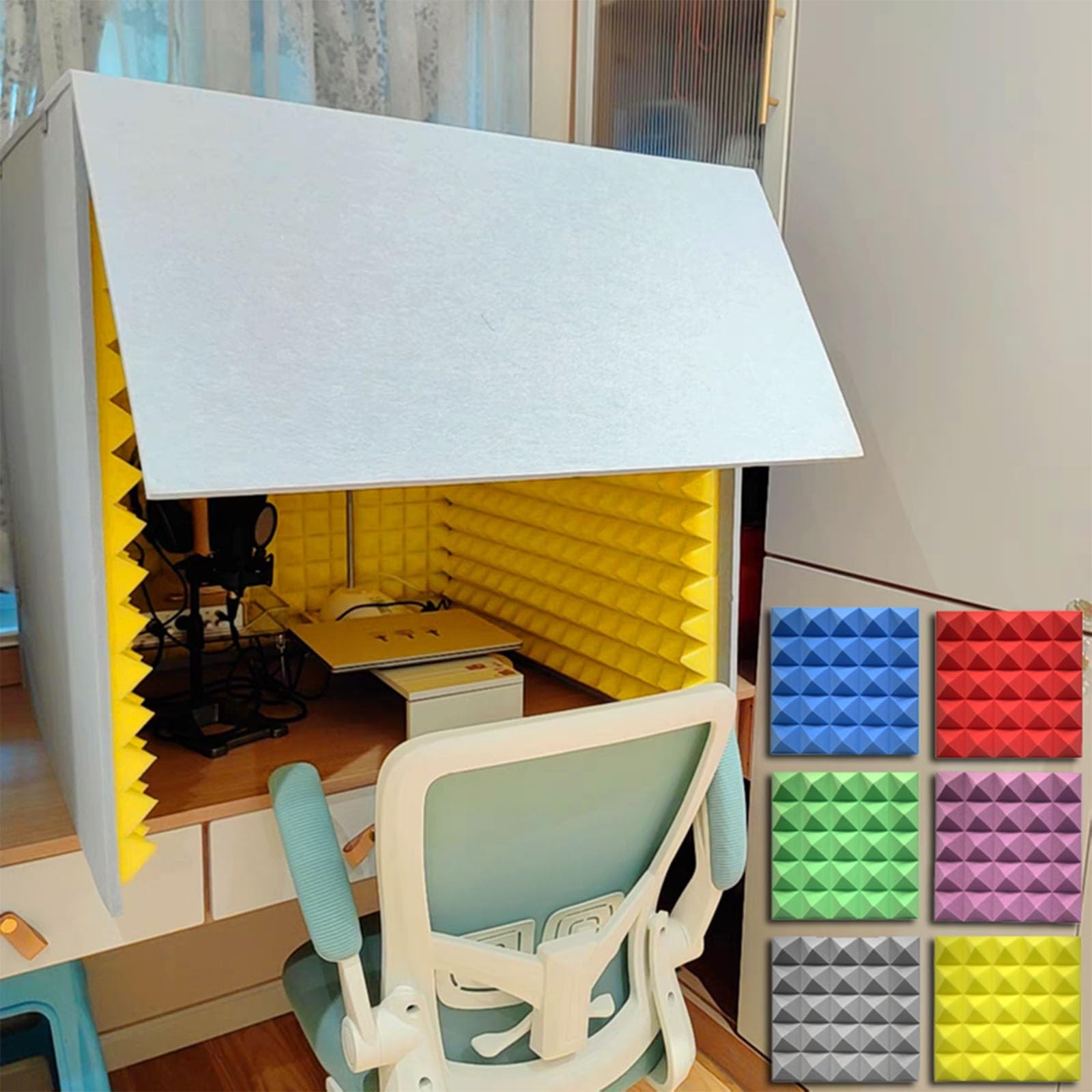 Microphone Isolation Shield, Portable Sound Booth, Vocal Absorbing Shield, Desktop Soundproof Cover, Decreasing Noise, for Recording Studio, Podcasts, Singing, and Broadcasting (Gris 80 * 80 * 80cm)