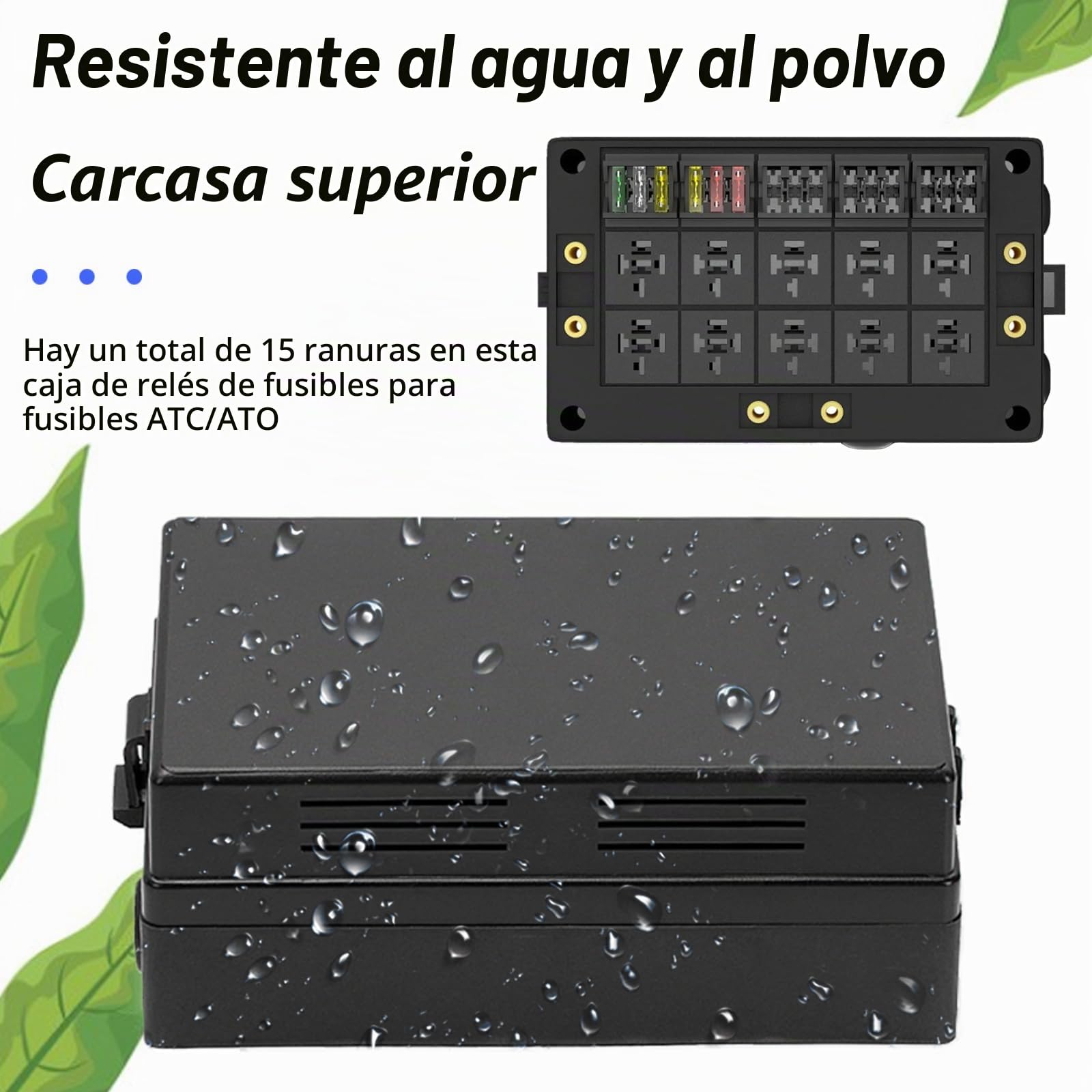 Caja Relé y Fusible 12 V con 15 Fusibles Cuchilla ATC/ATO, Caja Relé Fusible Universal Impermeable para Coche Camión Automóvil Barco Marino