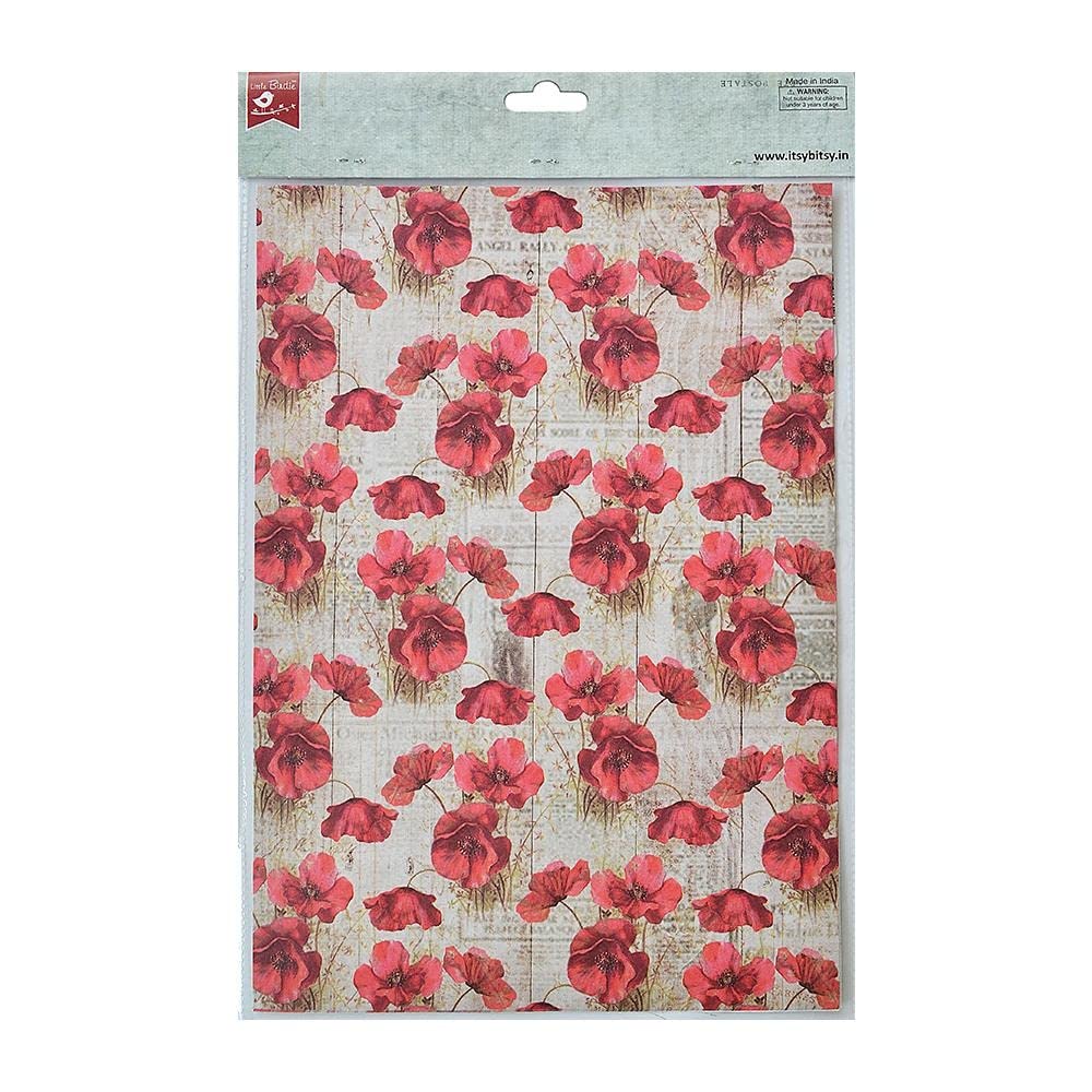 Little Birdie Decoupage Paper A4 4/Pkg-Poppy Grace