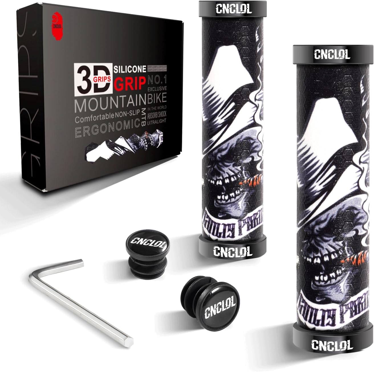 CNCLOL Silicone MTB Grips,22mm Handlebar Grips, Gel Handle grips For BMX/Bicycle/ebike Cycling Bike grips.