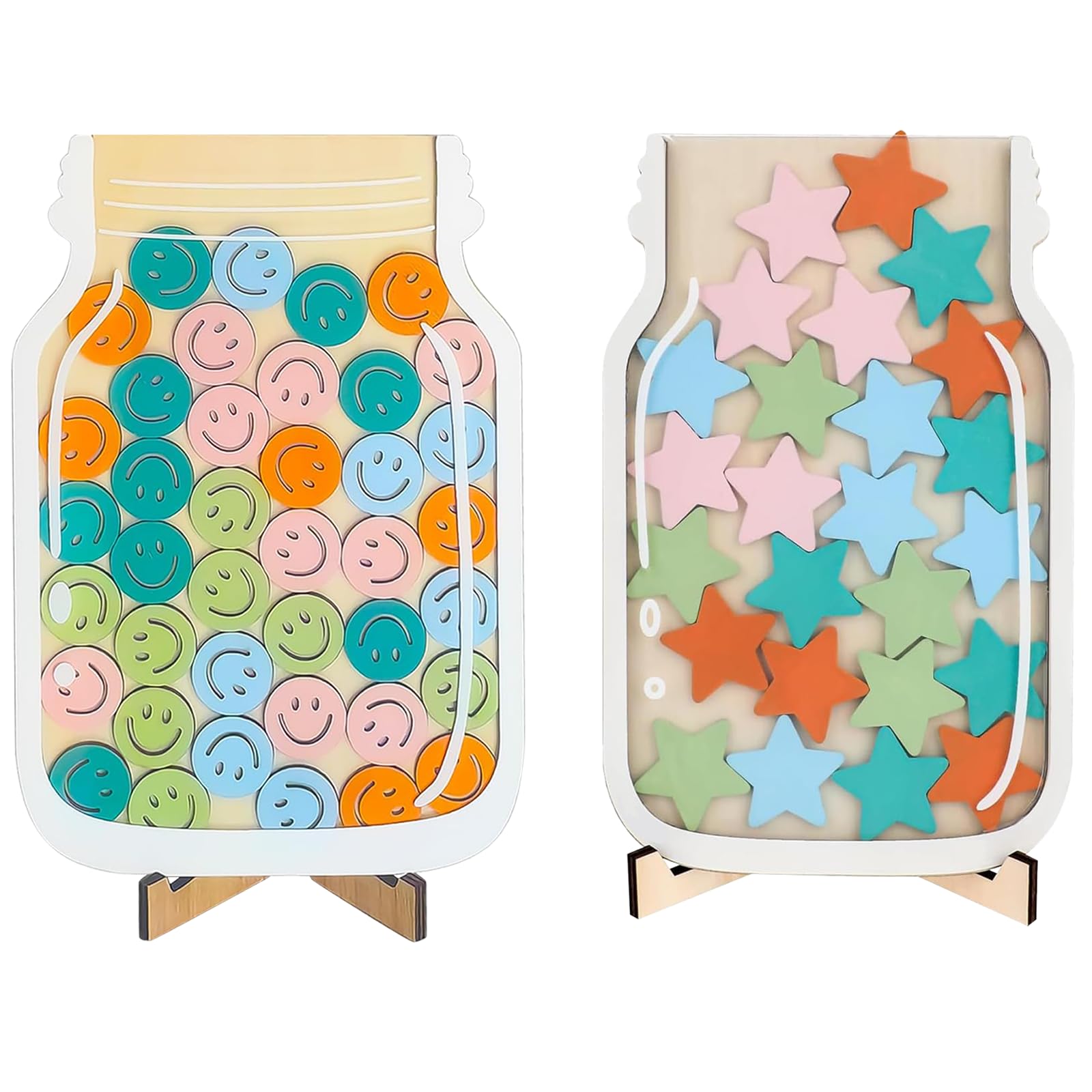 HpCuales Magnetic Reward Jar for Kids–Star & Smile Face Jar Reward System for Behavior Management at School Classroom,Behavior Management Tool,Reward Home Kids Incentive Good Home Training for Kids