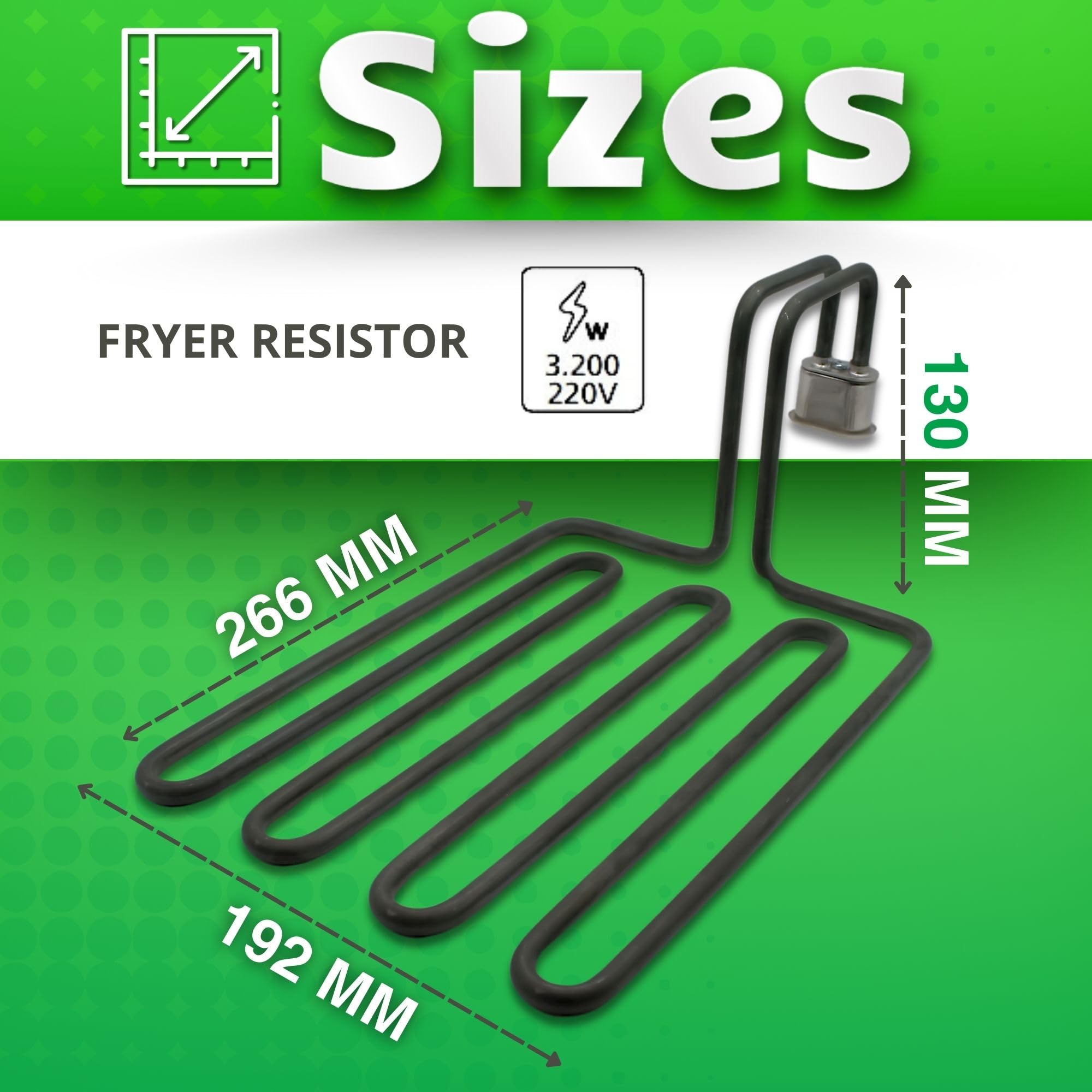 DOJA Barcelona | Resistencia de Freidora Compatible con JEMI | 3200W | 220V | Repuestos De Freidoras | 266x192x130mm | Accesorios Para Freidora Industrial, Calentador de Aceite, Freidora Hosteleria