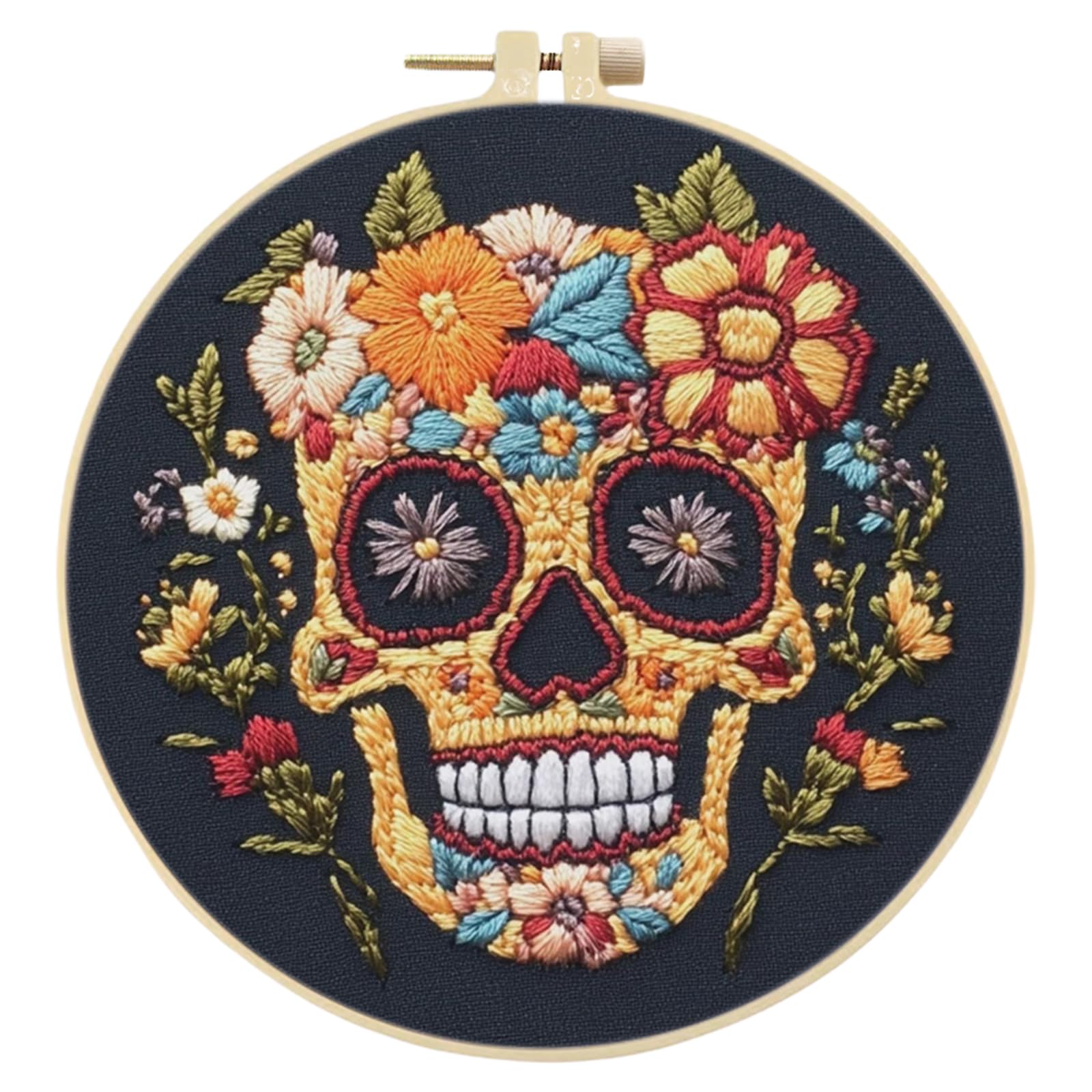 POETRYDRAW Golden Skull DIY Embroidery Kit 30x30cm for Adults & Beginners