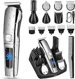 YARUIKE Aparador de Pelos Elétrico à Prova Dágua, Barbeadores Sem Fio para Homens, Kit de Cuidados Com o Nariz, Bigode, Corpo e Rosto, Presentes Para Homens, Marido e Pai