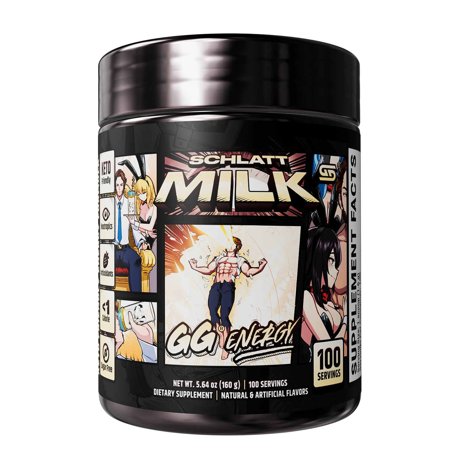 Gamer Supps pó para bebida com cafeína, vitaminas e mistura nootrópica, sabor Blue Raspberry, 100 porções