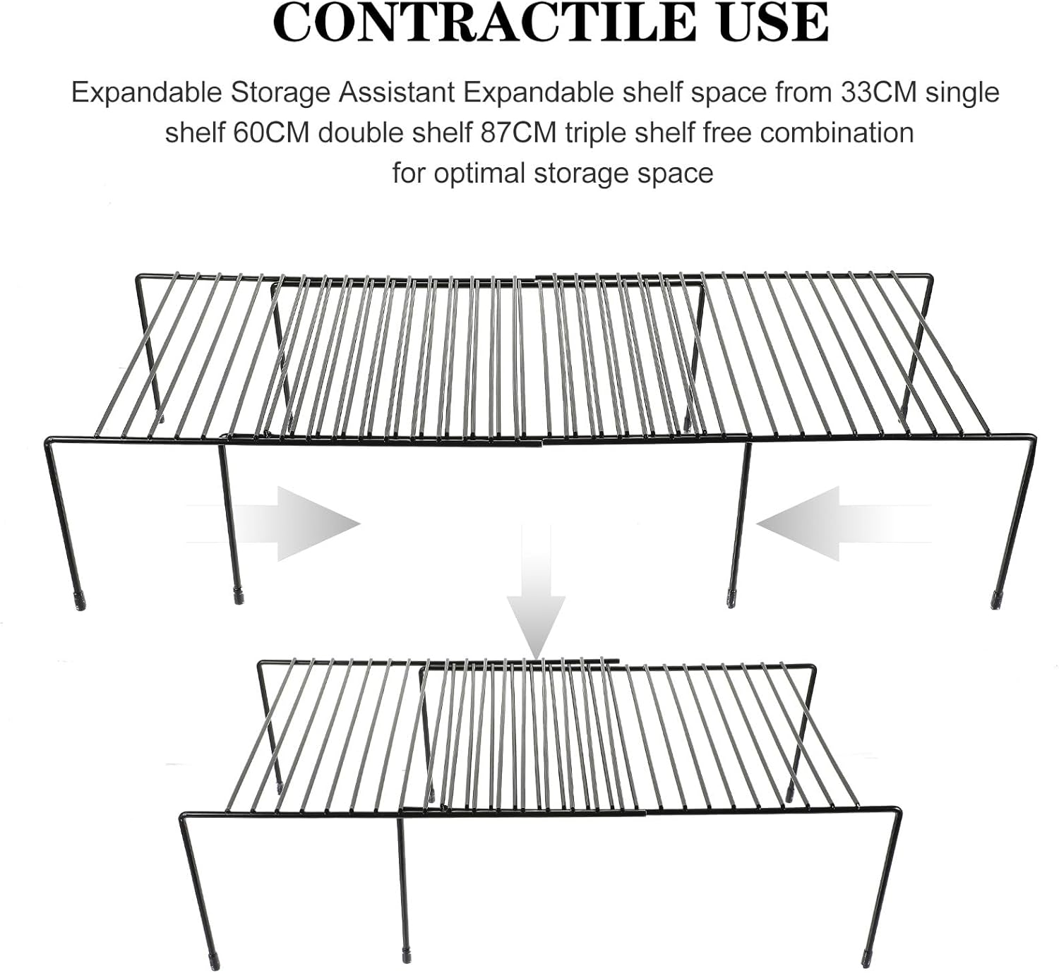 Amosfun Expandable Spice Rack Organizer 3pcs Set, Heavy-duty Iron Condiment Bottle Storage Shelf, Retractable Kitchen Seasoning Organizer for Cabinet and Countertop Use