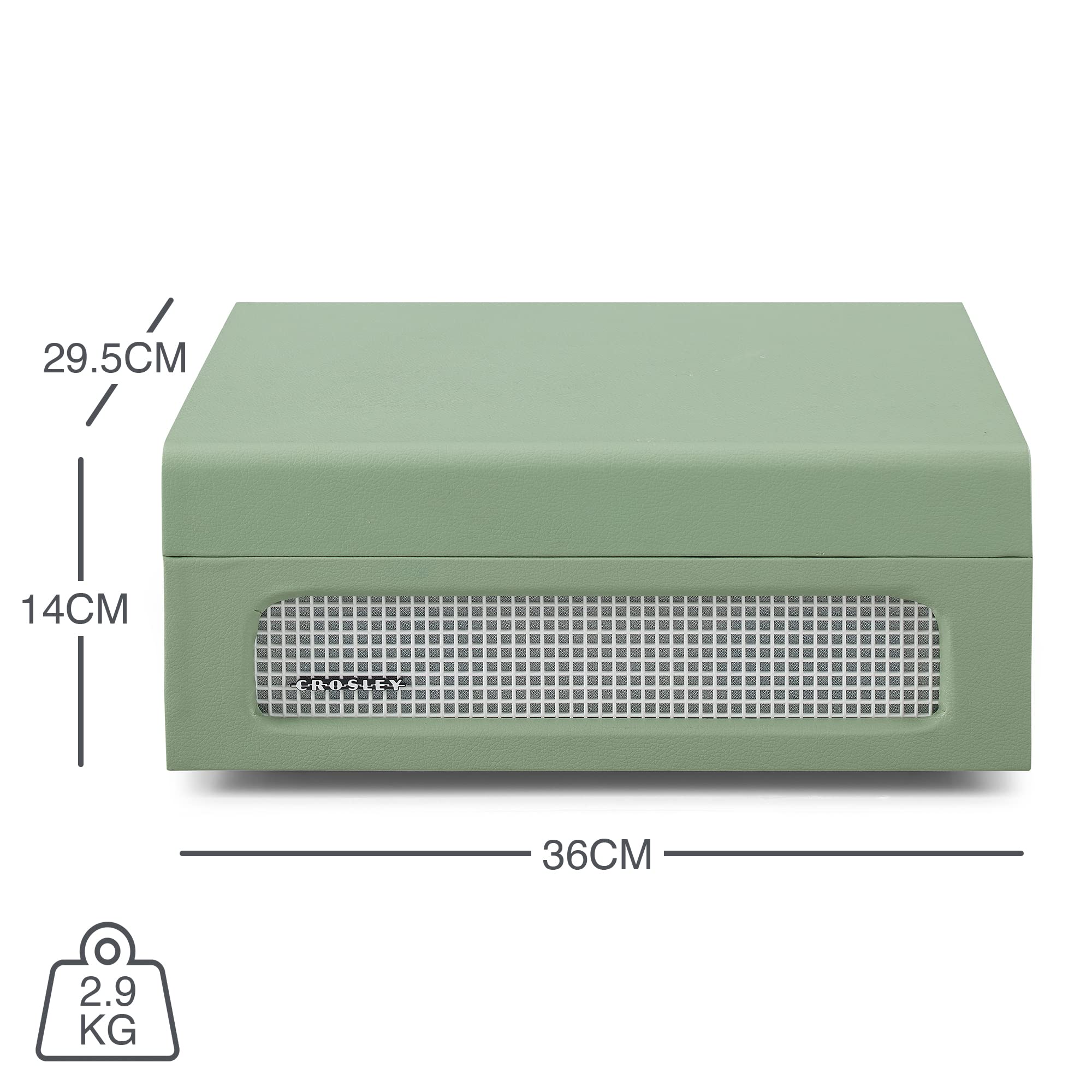 Crosley Voyager Giradischi con 2 altoparlanti, Bluetooth In & Out e AUX - Giradischi Vintage a 3 velocità - Per vinili da 7", 10" e 12" - Portatile con custodia integrata - Sage