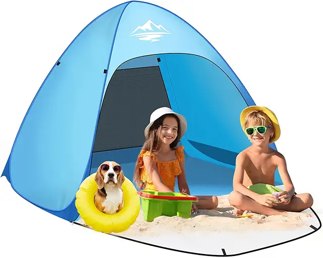Tienda de Playa Pop Up 1-3 Personas UPF 50+ Portátil con Puerta Cremallera